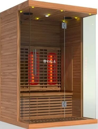 Modern wooden infrared sauna with glass door