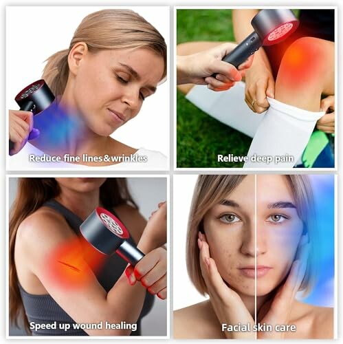 Red light therapy for anti-aging, pain relief, wound healing, and skin care.